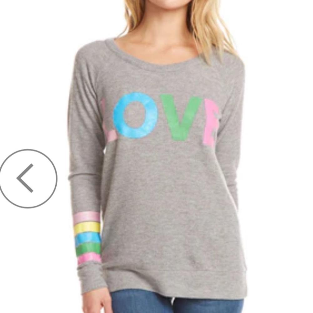 Chaser love stripe rainbow pullover. NWT‎ . Retail 78